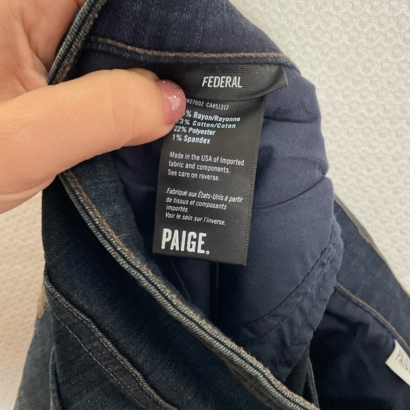 PAIGE Federal “Cellar” Dark Blue Luxury Jeans Mens 34 x 31 NWOT Straight Leg - Picture 4 of 7